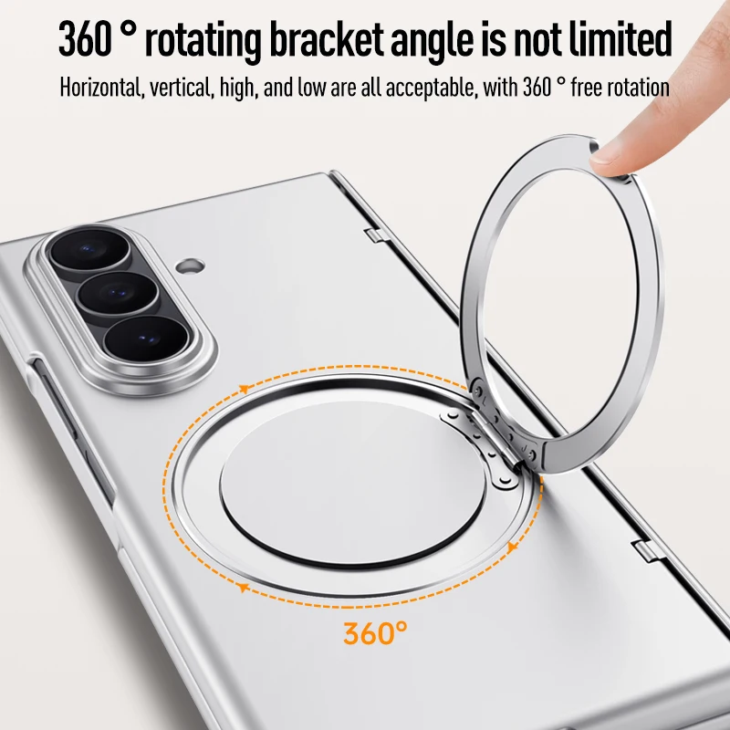 

Для Samsung Galaxy Z Fold 7, магнитный чехол ELVEV, приятный для кожи шарнир, жесткий вращающийся кронштейн для ПК, чехол для телефона с закаленной пленкой