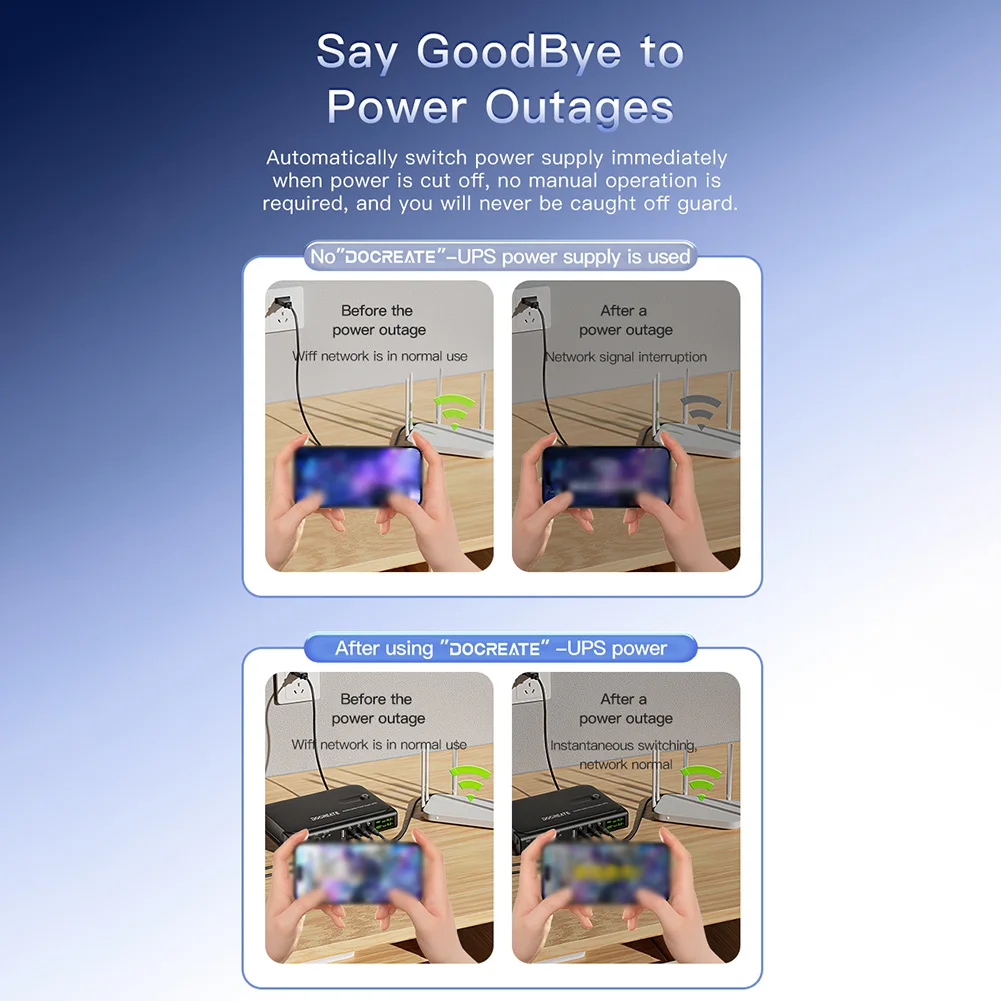 مصدر طاقة UPS رقمي بقدرة 36 وات DC1036L مع شاشة LED ومخرج متعدد الجهد لجهاز التوجيه ومعدات الشبكة #4