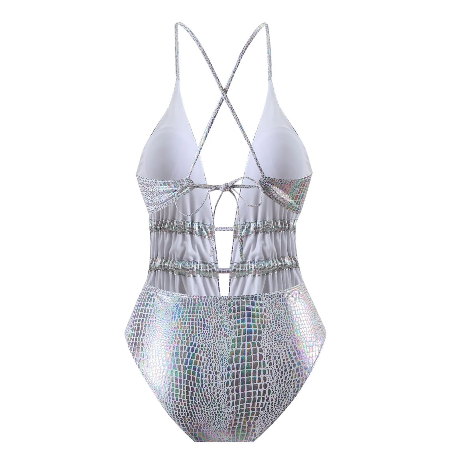 costumi da bagno sexy con paillettes glitterate con scollo a V profondo un pezzo scava fuori bikini da donna costumi da bagno costume da bagno abiti da spiaggia body