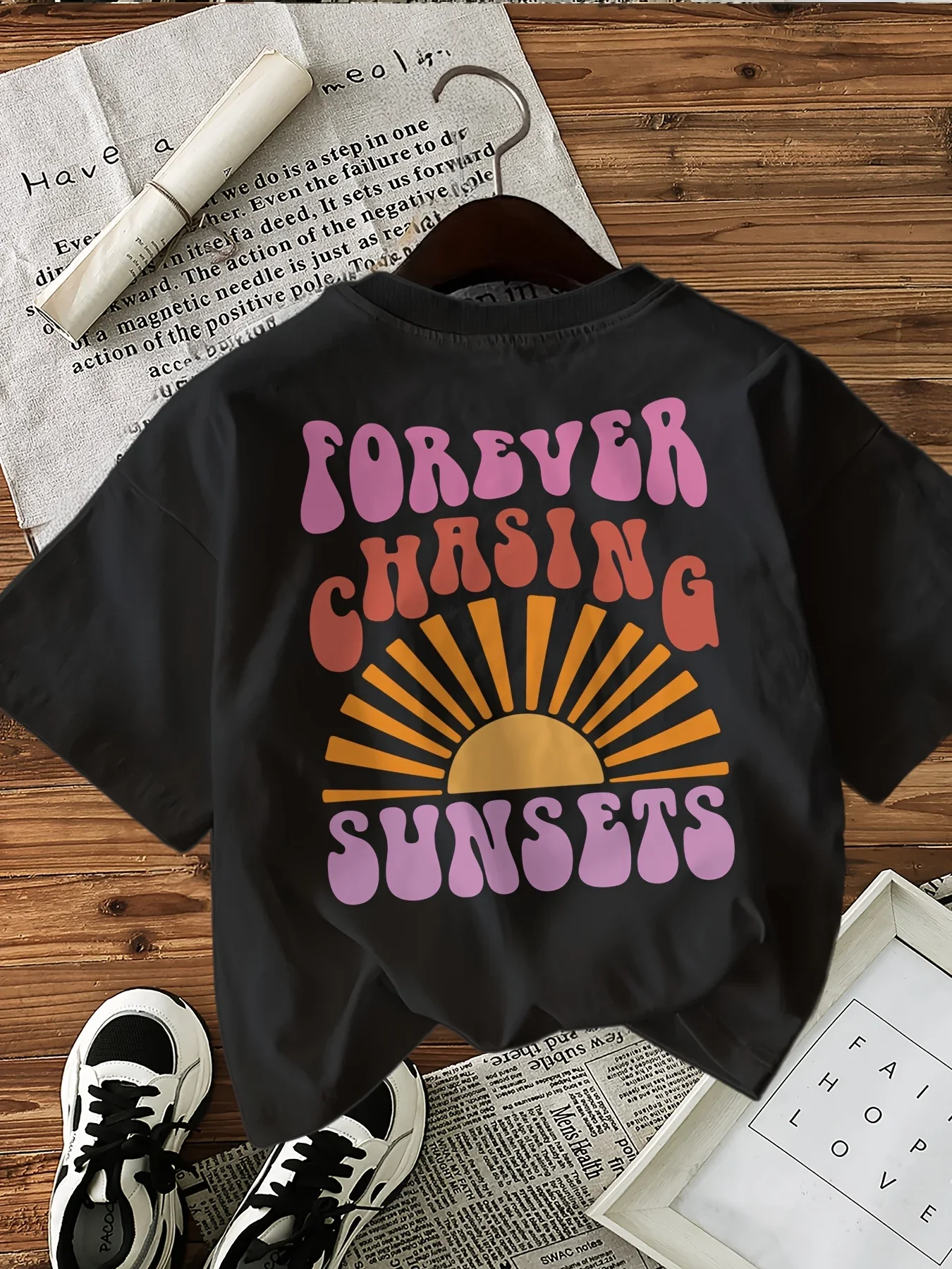 Camisetas con estampado de atardecer para siempre, camisetas divertidas para mujer, camisetas informales con gráfico de moda coreana, ropa de verano para mujer