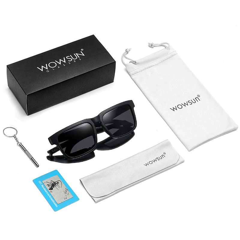 

WOWSUN Fishing Polarized Sunglasses for Men Driving Running Golf Sports Glasses Square UV Protection Designer Style Unisex w-116
