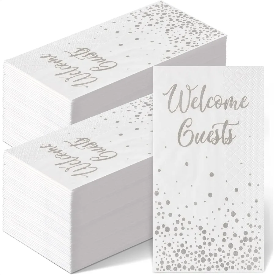 

200 Pcs Welcome Guests Napkins Disposable Hand Towels for Bathroom Wedding Napkins Elegant Guests Towels for Powder Room Holida