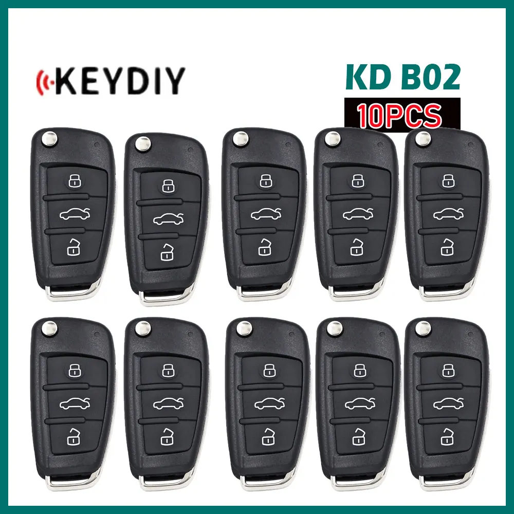 

10pcs KEYDIY KD B02 Universal Remote Key 3 Buttons Remote Car Key for Audi A6 Style Car Key for KD900 KD900+ URG200 KD-X2 Mini