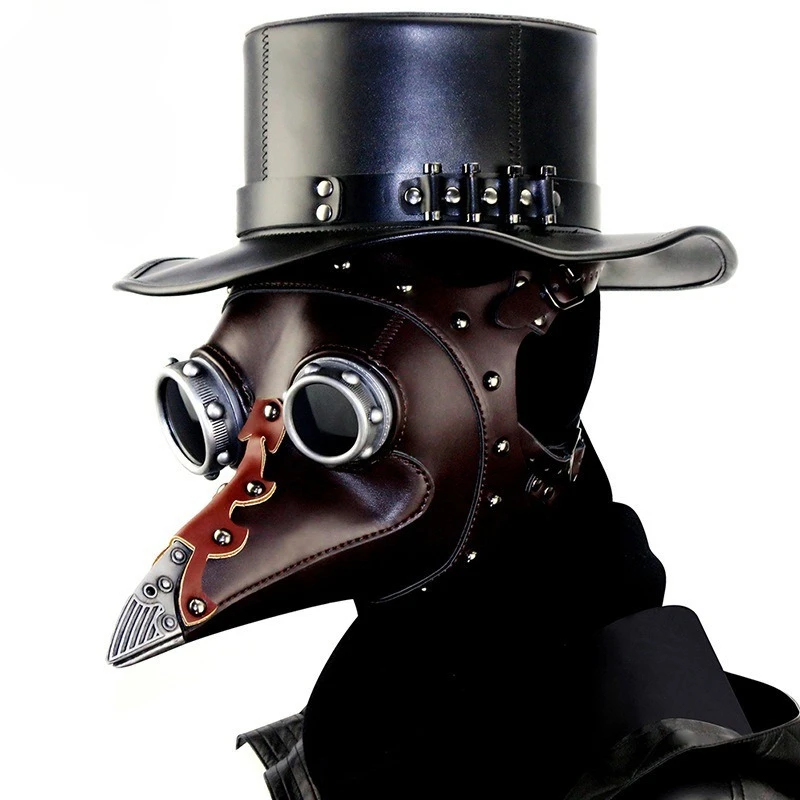 PU-Leder Pestdoktor-Maske Gruselige Steampunk Halloween Cosplay Gothic Festival Lustige Gesichtsmaske Karneval Maskerade Party-Maske