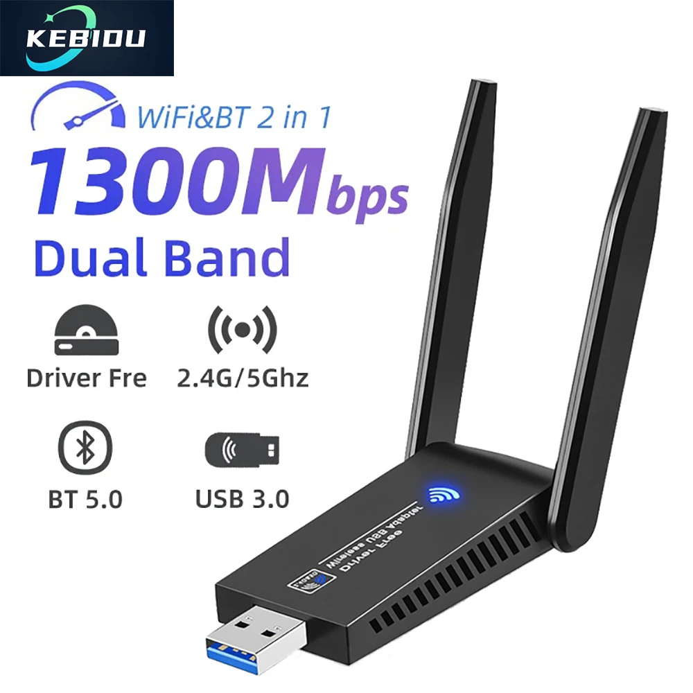 

1300 Мбит/с USB 3.0 WiFi Bluetooth 5.0 Адаптер 2 в 1 Dongle Двухдиапазонный 2,4 ГГц 5 ГГц WiFi 5 Сетевой беспроводной Wlan-приемник ДРАЙВЕР БЕСПЛАТНО