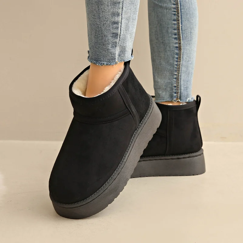 2026 Winter Fashion Women's Low-Cut Fleece Warm and Comfortable Ankle Boots Thick-Soled Cotton Shoes Women's Snow Boots 36-41