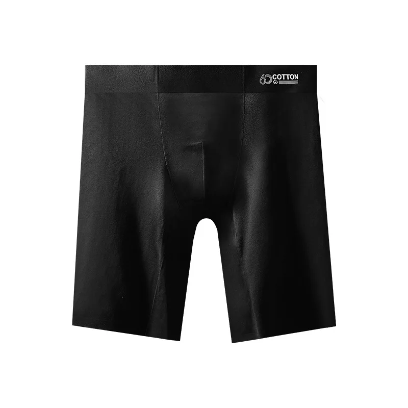 Men's 60S Cotton Boxer Briefs for Comfort Fit Anti-Chafe Extended Leg Breathable Sport Underwear for Men Seamless Large Size view 3