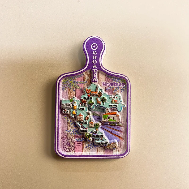 

Croatian tourist souvenirs, 3D sliced wooden refrigerator stickers, powerful magnets, home and kitchen decoration gifts