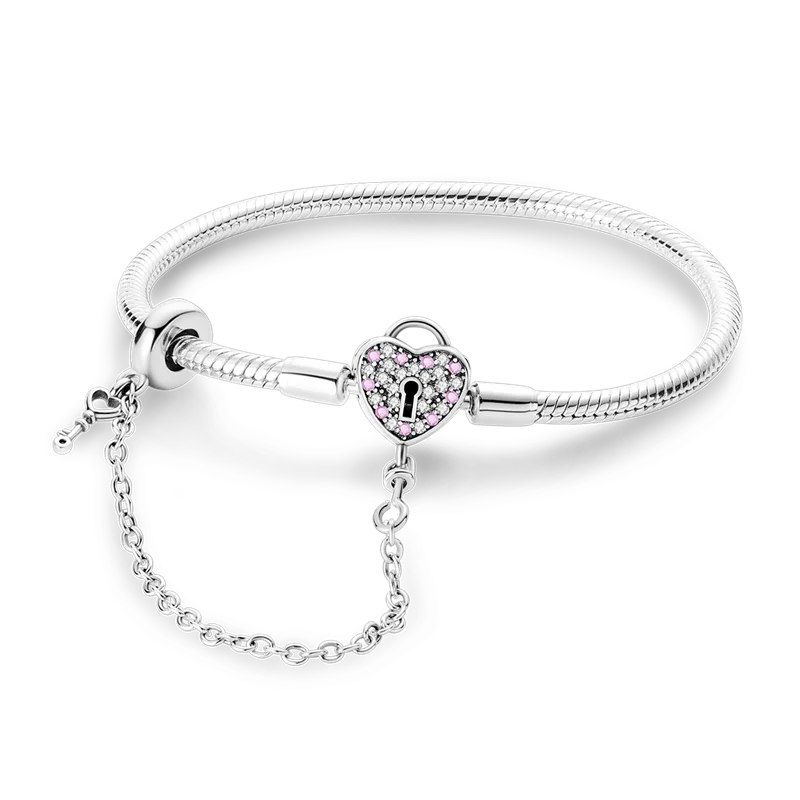 Original Armbänder 925 Silber 17-20 CM Herz Sicherheit 3mm Kette Schlange Knochen Armband Fit DIY Charms perle Geburtstag Schmuck Geschenke – Detail 8
