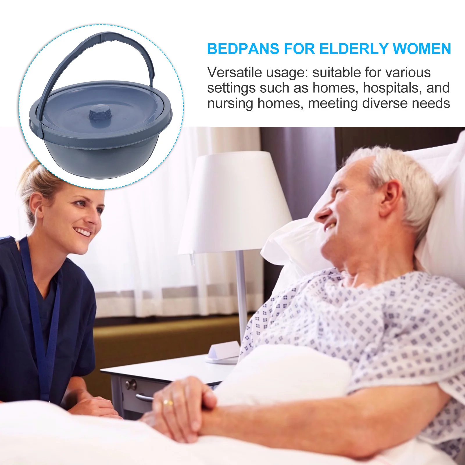 وعاء البول الليلي المحمول للغرفة للنساء المسنات رمادي داكن مانع للتسرب بجانب السرير للمستشفى المنزلي متين Pp