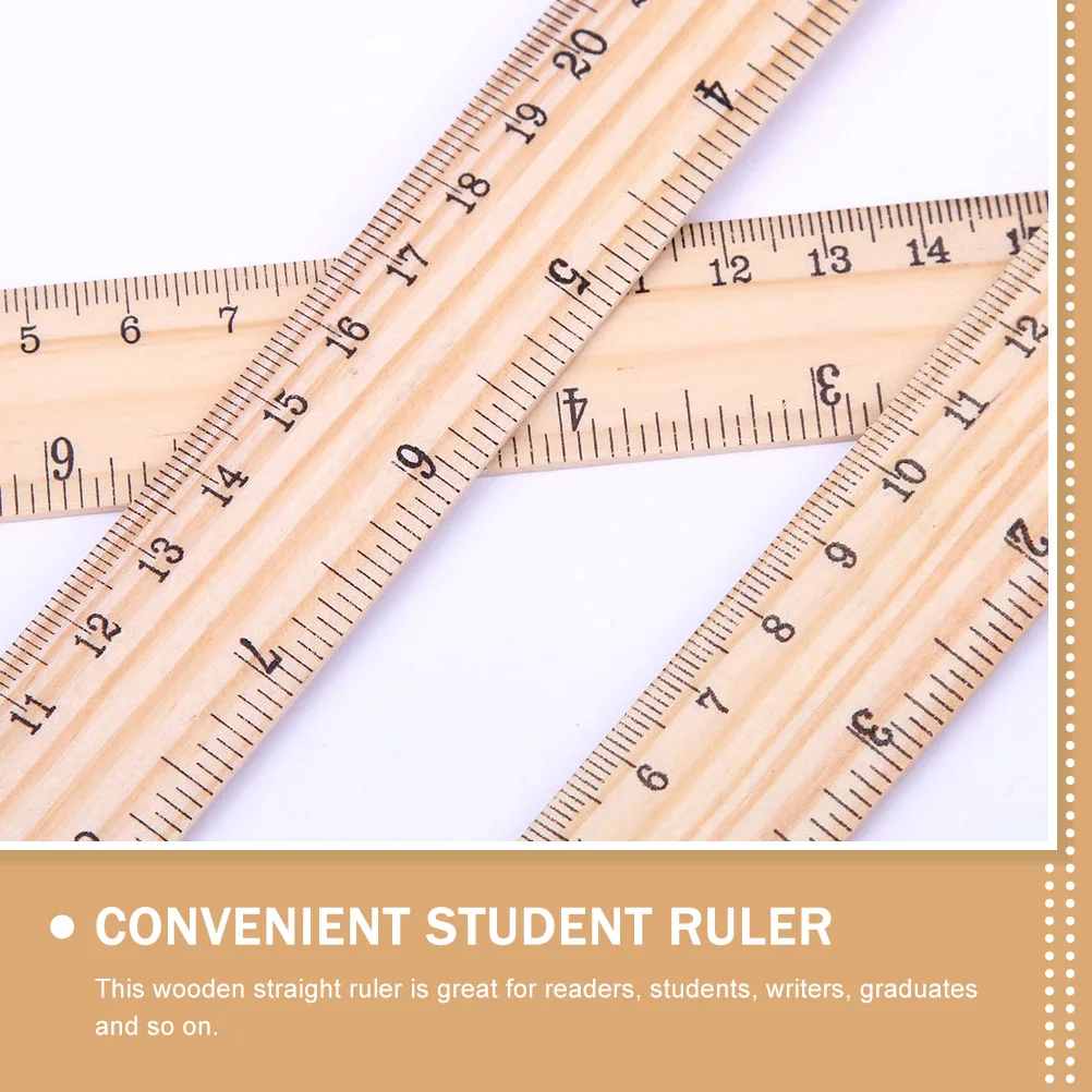 

12pcs 30cm Wooden Ruler Double Scale Straight School Supplies Student Accessory Clear Engraved Measuring Tool Study Aid