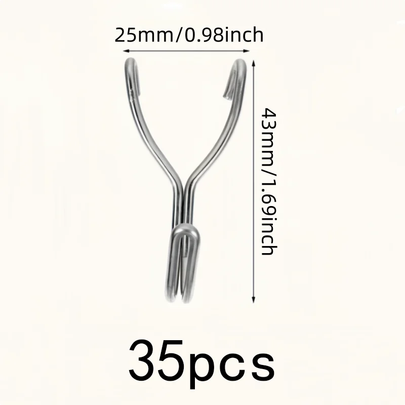 35 pcs 25mm Tool Board Hangers, Wall Display Rack, Easy Snap-On Pegboard Fit, Rust Resistant Polished
