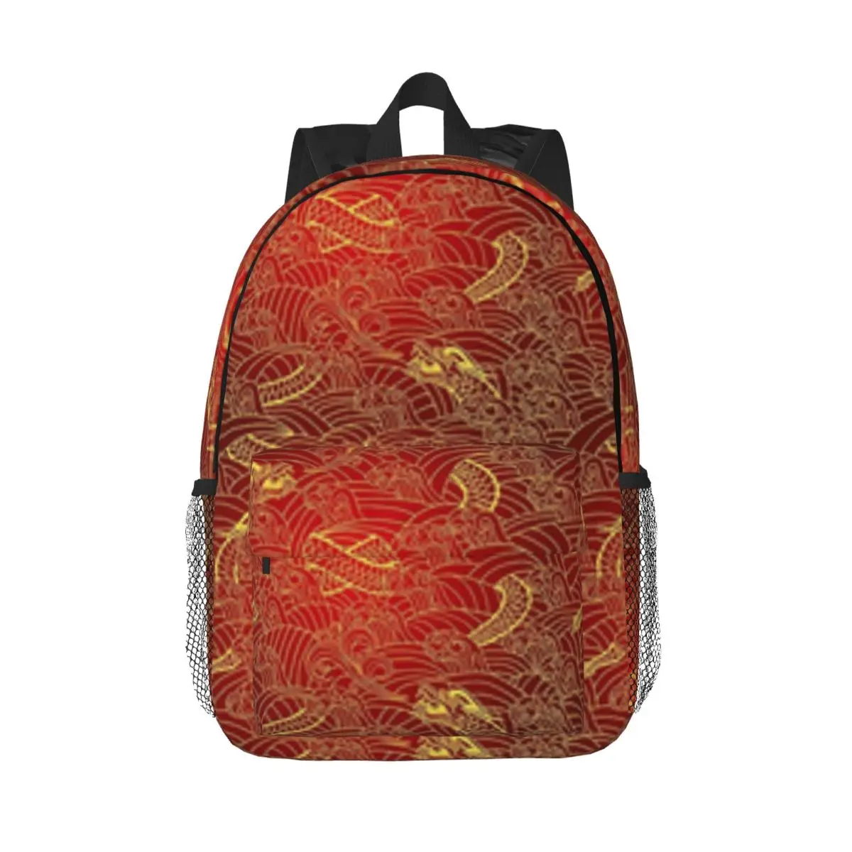 Gold Dragon Pattern Printed Lightweight Casual Schoolbag For School, Outdoor, Shopping, Office 15inch