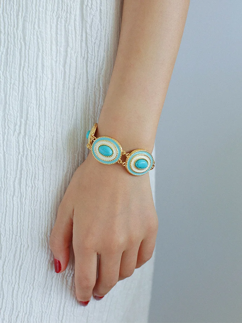Natural Blue Beads Turquoise Choker Necklace Women Jewelry Punk Designer Runway Rare Gown Boho Japan Korean