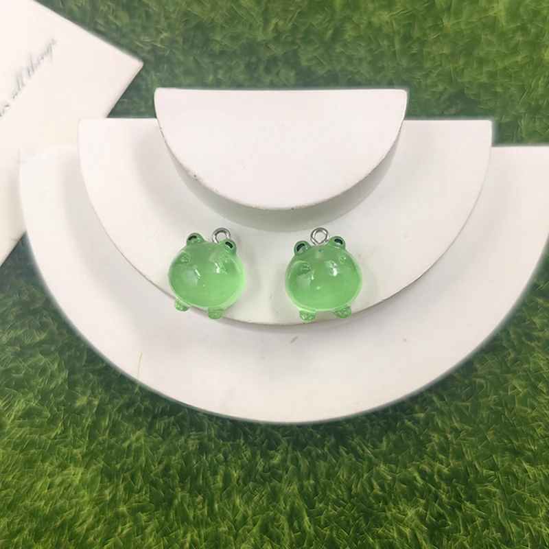 10Pcs Luminous Green Frog Charms for DIY Jewellery Making