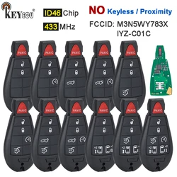 KEYECU 433MHz ID46 Chip M3N5WY783X / IYZ-C01C Replacement Remote Key Fobik Fob for Chrysler Jeep Dodge Ram Trunk 2008-2014
