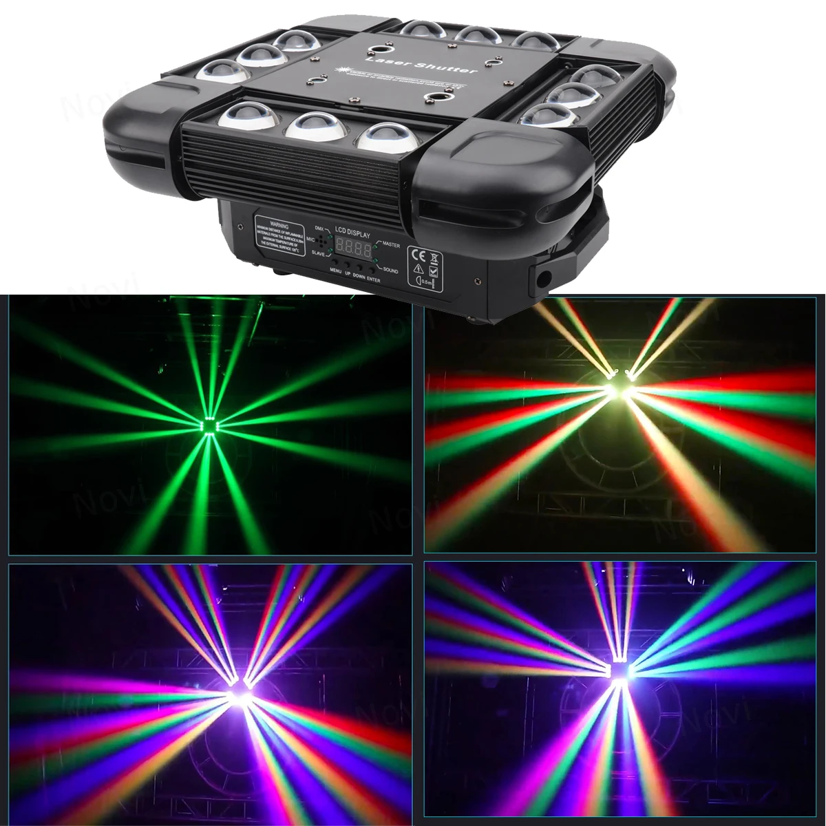 12PcsX10W RGBW 3in1 LED Windstorm Moving Head Strobe Rotating Beam Stage Light Hot Selling New Product Disco Laser Projector