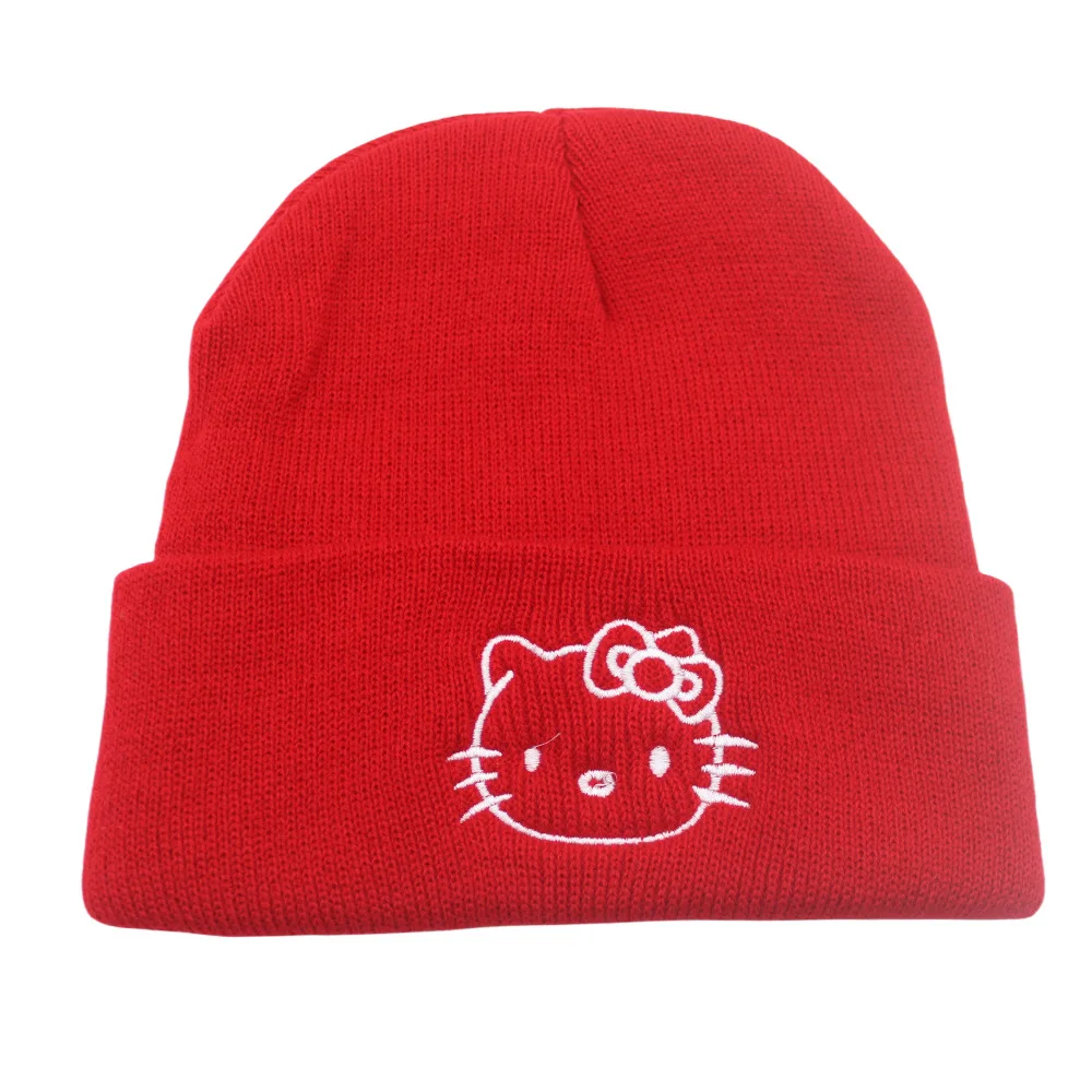 Sanrio Kuromi Melodie Katoen Cartoon Geborduurde Casual Hoeden Gebreide Winter Warme Muts Harde Hiphop Skull Muts Unisex