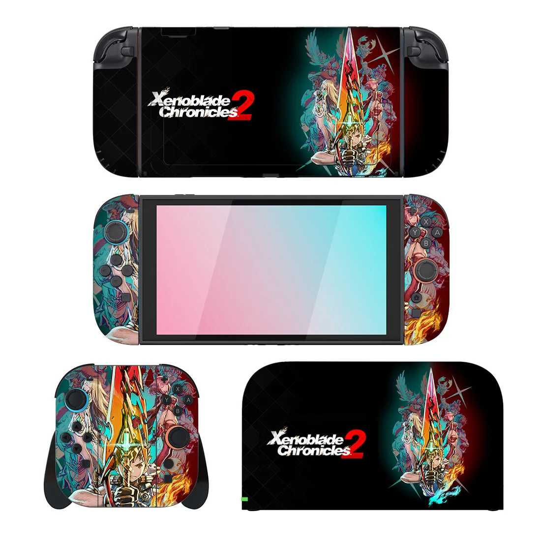 Xenoblade Chronicles حامي ملصق الجلد لنينتندو سويتش 2 وحدة التحكم حوض شاحن حامل حامل Joy-con تحكم الفينيل