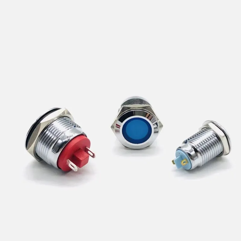 8/12/16/19/22MM LED Waterproof Metal Indicator Light Solder Pin Signal Light 3V 5V 6V 12V 24V 220V Red/Yellow/Blue/Green/White