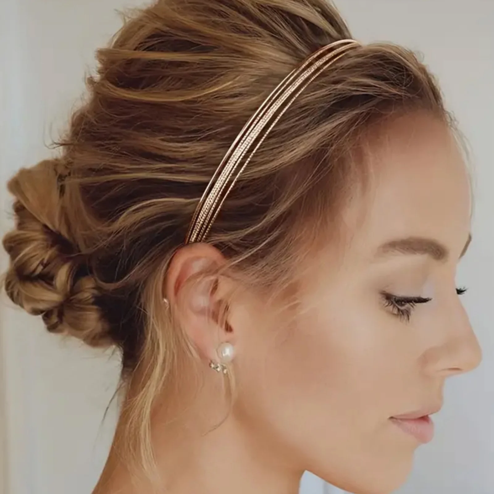 1 fascia multifilo dorata, accessorio per capelli elegante per aggiornamenti, copricapo elegante per donne, perfetto per occasioni speciali