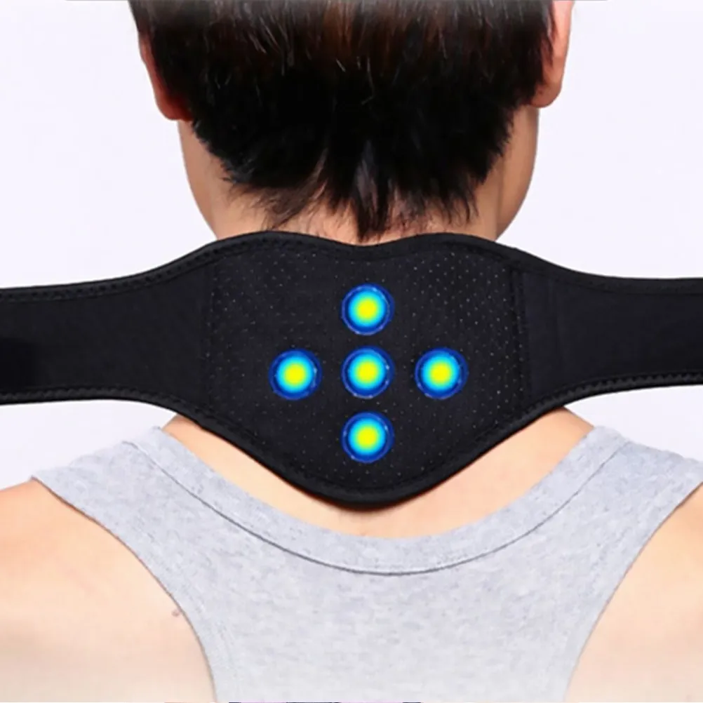 

1 шт. Массажер для шеи и спины с подогревом, поддерживающий пояс из премиальной ткани, комфортный, для облегчения боли в шее, терапевтический поддерживающий пояс