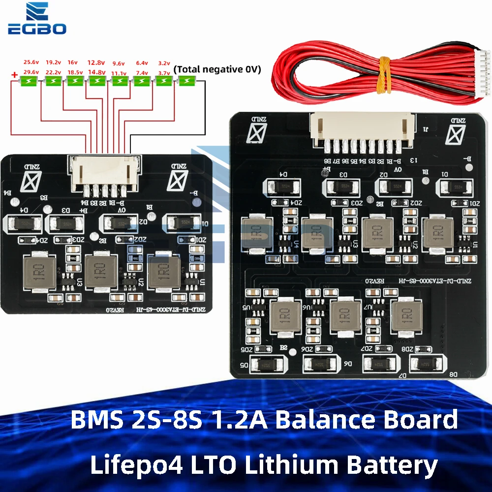 BMS 2S-8S 1.2A Balance Board Lifepo4 LTO Lithium Battery Active Equalizer Balancer Energy Transfer Board BMS 3S 4S 5S 6S 7S 8S