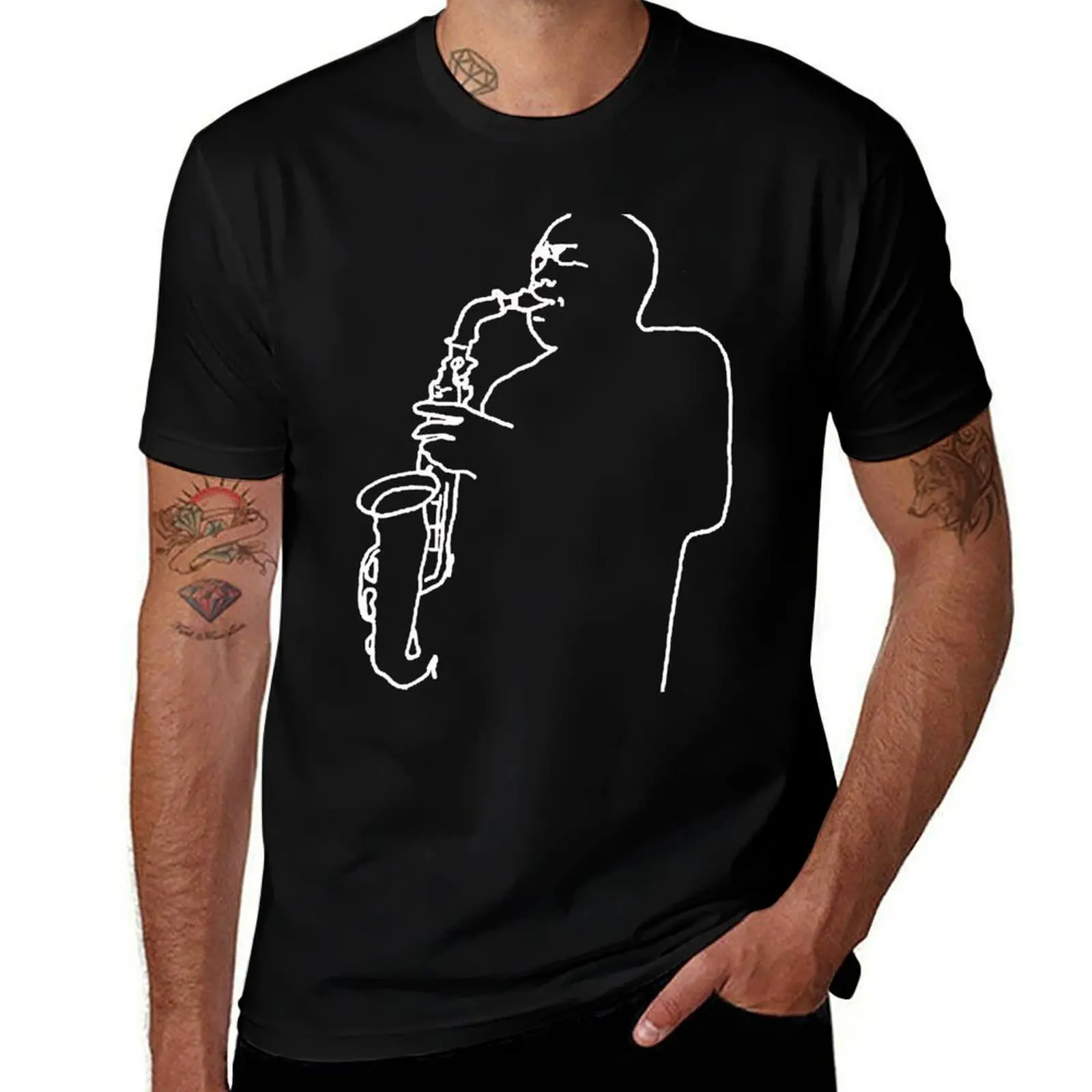 Футболка Charlie Parker White Design, черная, больших размеров, легкая.