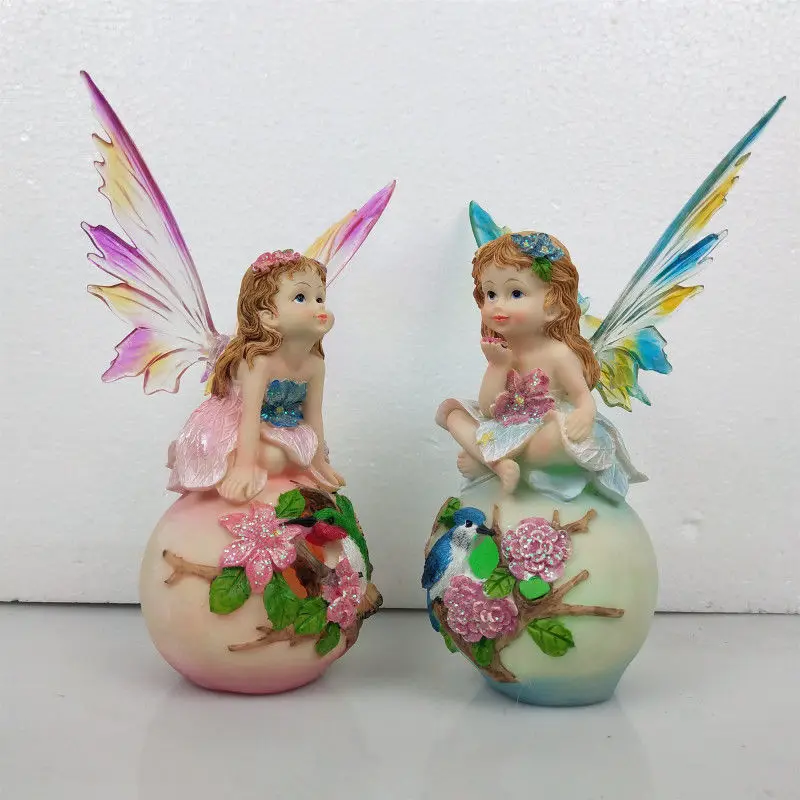 

Pastoral Cute Flower Fairy Resin Adornments Homestay Villa Balcony Figurines Decoration Outdoor Garden Lawn Sculpture Ornaments