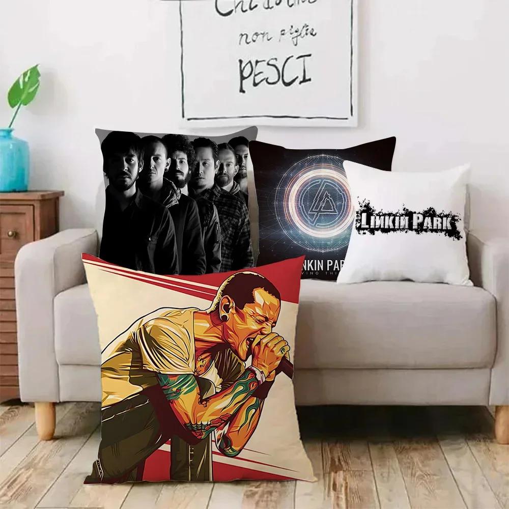 Pillow Covers Cartoon Rock Band L-linkins Parks Sofa Decorative Home Double-sided Printing Short Plush Cute Cushion Cover