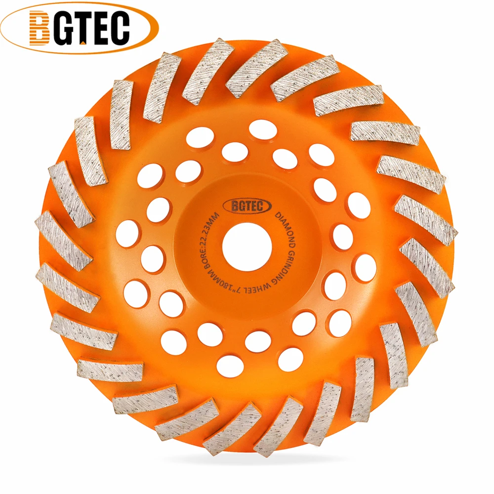 

BGTEC 1pc 7inch Diamond Grinding Wheel Dia180mm For Concrete Marble Masonry Bore22.23mm Turbo Row Segment Cup Grinder Plate