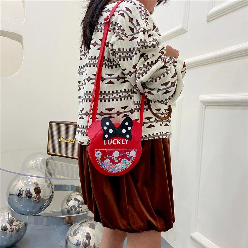 Nova grande capacidade das crianças crossbody saco bonito arco menina saco do plutônio moda mini saco redondo viagem ombro casual moeda bolsa