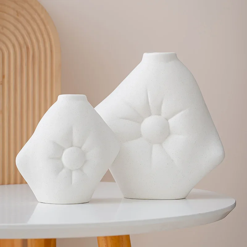 

Ins White Ceramic Vase, Handmade Minimalist Flower Holder, Smooth Finish Display, Durable Floral Stand, Artisanal Decor