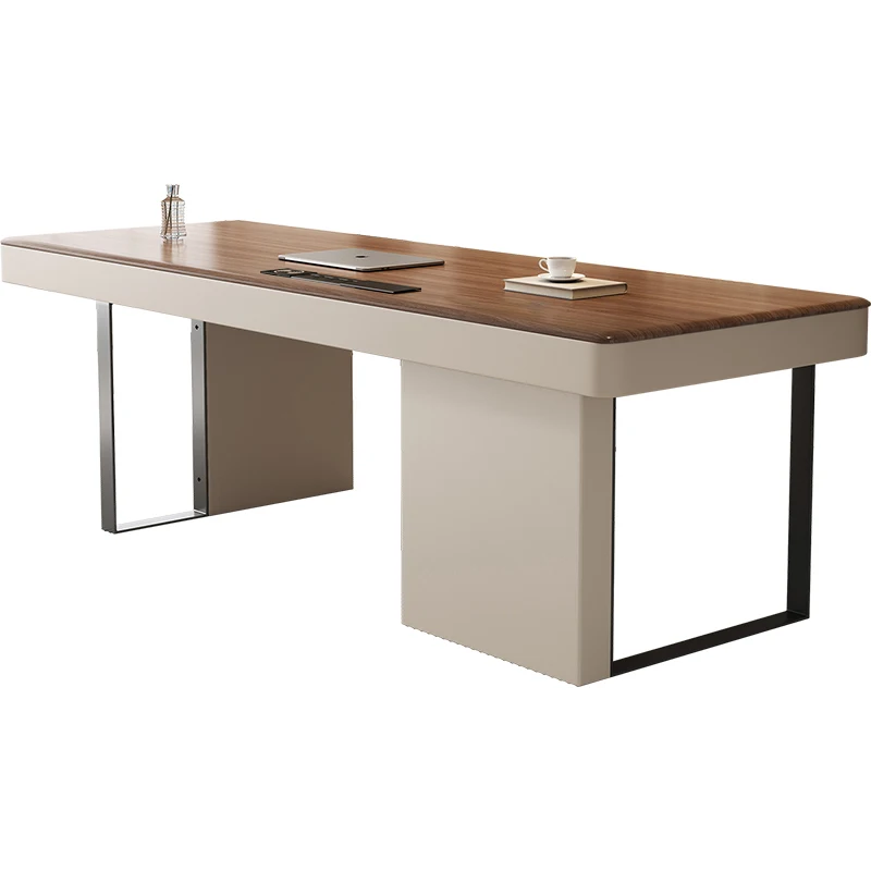 

Стол из цельного дерева орехового дерева, итальянский минималистичный светлый роскошный элитный рабочий стол для учебы, компьютерный стол для домашнего учебы