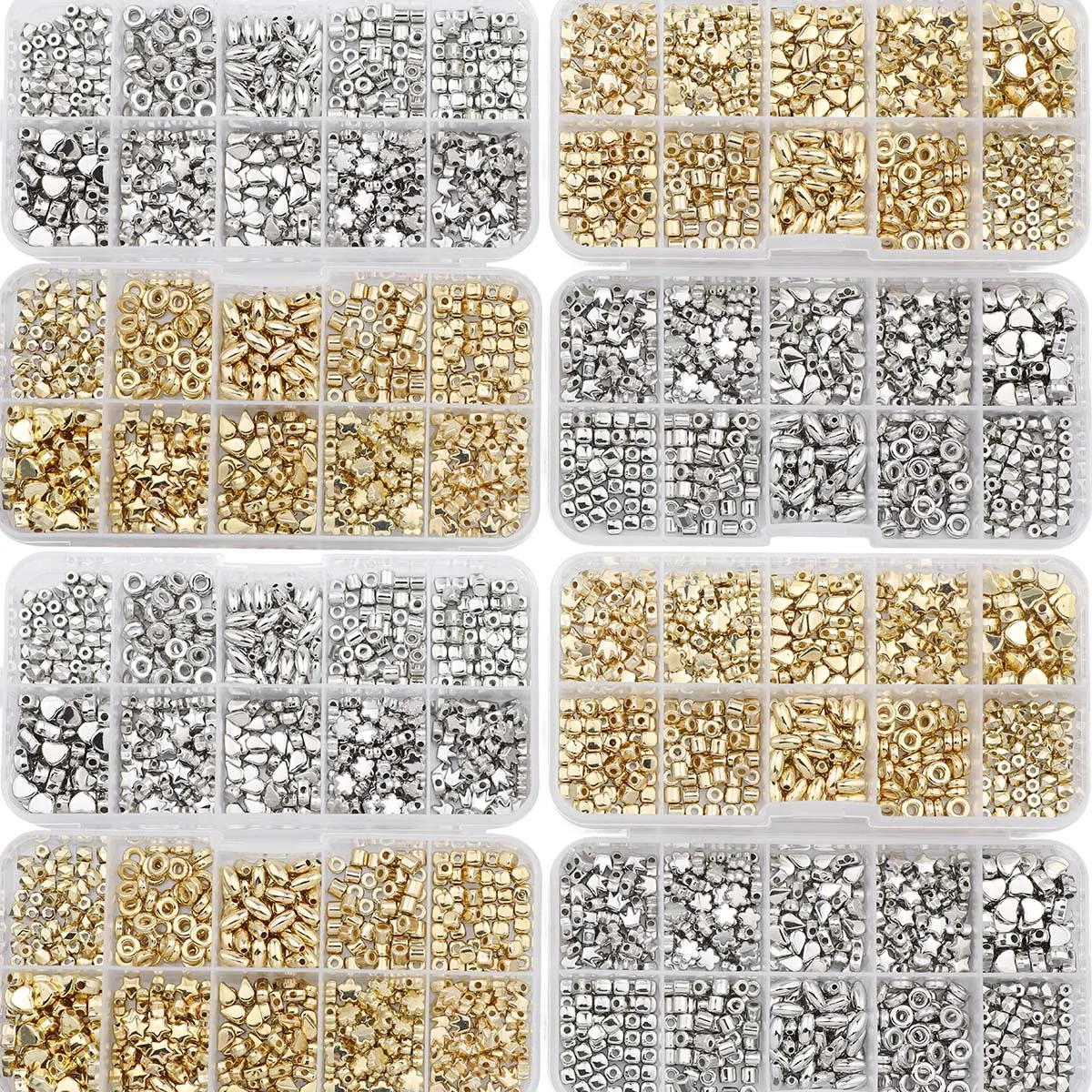 Boxed CCB Beads Making Kit 500Pcs Gold Silver Plated Star Crown Spacer Loose Beads For DIY Bracelets Jewelry Making Supplies