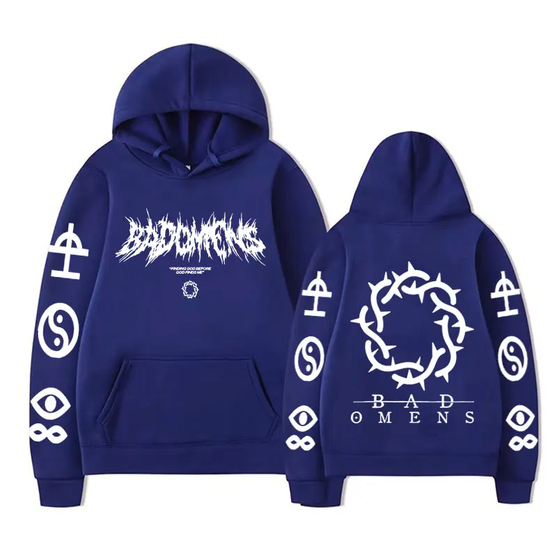 Funny Bad Omens Band Logo Graphics Print Hoodies Men\'s Hip Hop Punk Sweatshirts Unisex Winter Casual Oversized Hoodie Streetwear