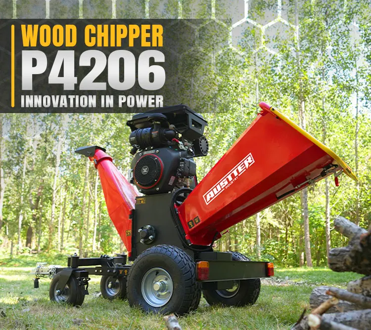 8 Inch 1000cc 35hp ZONSEN Engine Power Ga-soline 4 - Wheel Drum Wood Chipper with Taillight