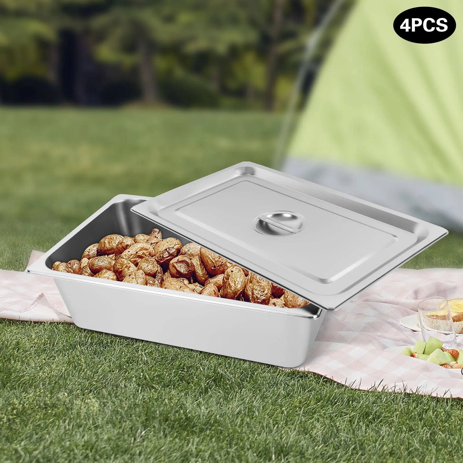 

НОВЫЕ Промышленные гастронормы (4 шт.), нержавеющая сталь, для гостиниц, столовых, ресторанов, офисов, кафе, мероприятий