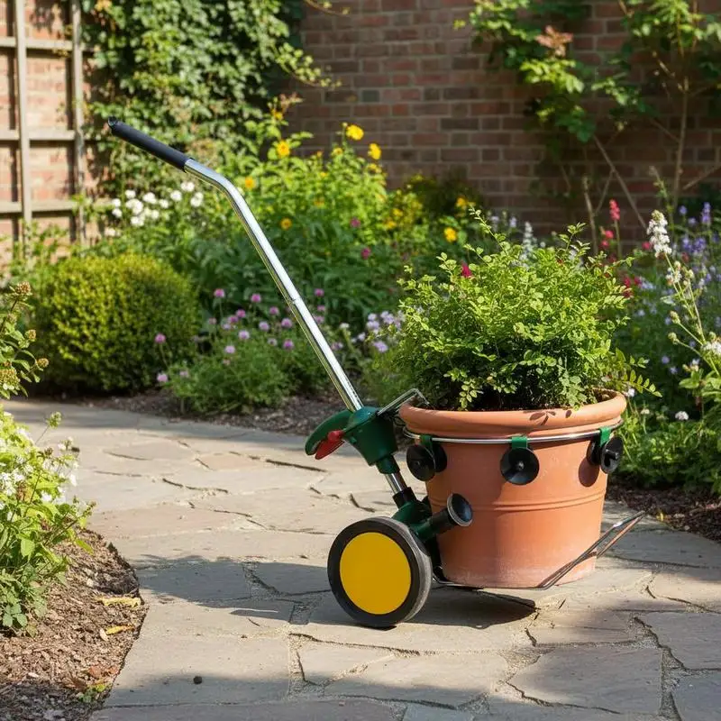 

Horticultural Planter Transporter 23.6x15.7x43.3in For Backyard Patio Greenhouse, Adjustable Grabbing Arm Secure Lock Heavy Duty Metal Manual Utility Trolley 143LBS Capacity Suction Cup Design Black Finish Professional Moving Equipment
