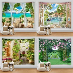 Rural landscape Arched Flower Printed Large Wall Tapestry Hippie Wall Hanging Bohemian Wall Tapestries Mandala Wall Art Decor