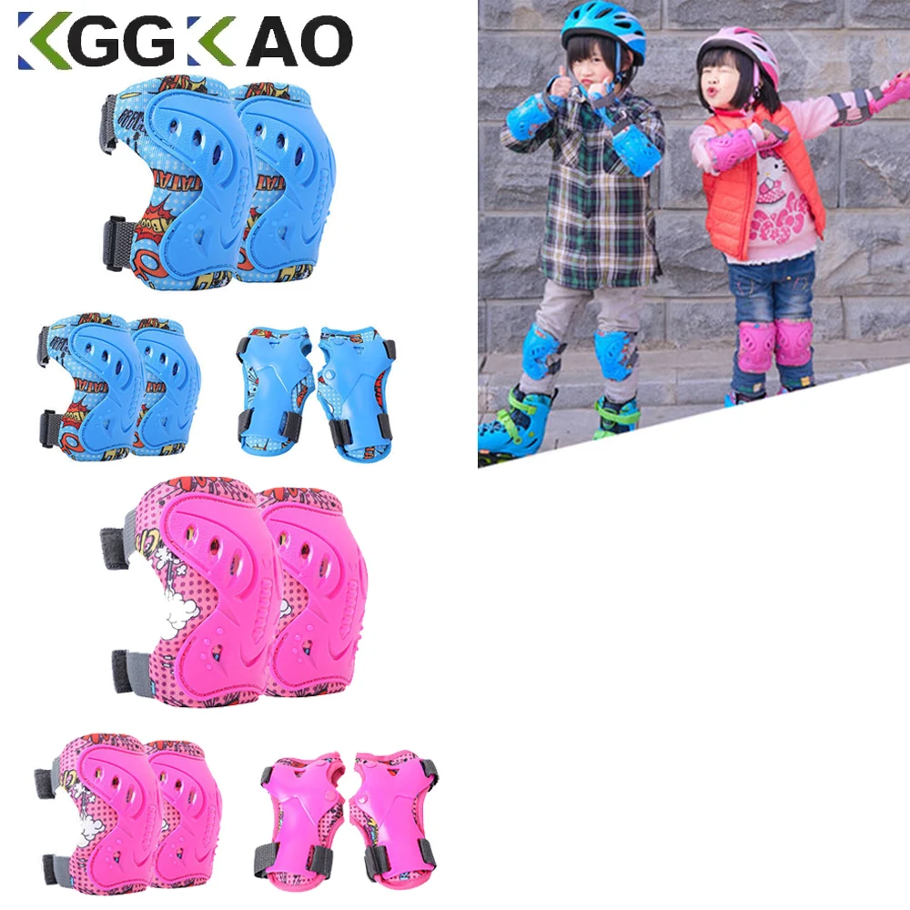 

6Pcs Kids Knee Pads and Elbow Pads Set with Wrist Guard 3 in 1 Kids Protective Gear Set for 3-12 Years for Skiing,Cycling