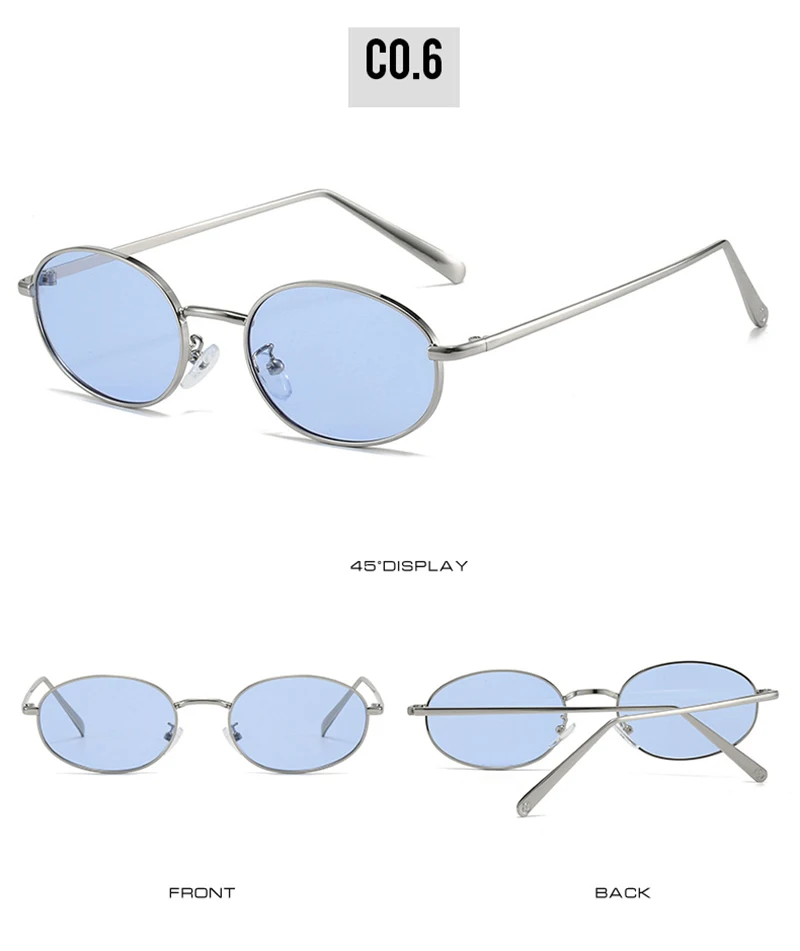 SHAUNA Retro Kleine Ovale Metallrahmen Frauen Sonnenbrille UV400 Männer Punk Sonnenbrille – Detail 12