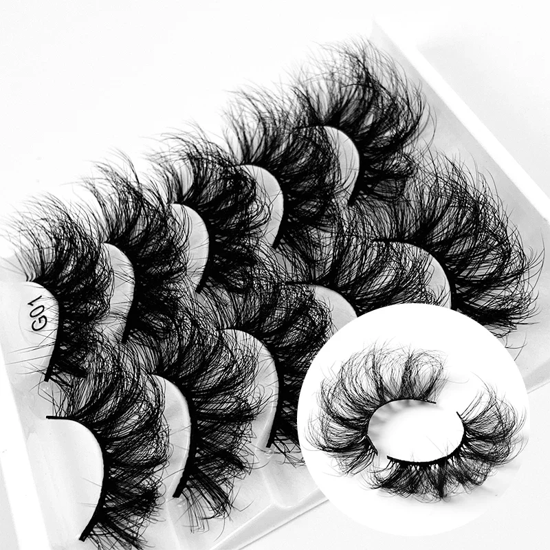 5Pairs 25 mm 3d Mink Lashes Bulk Faux with Custom Box Wispy Natural Mink Lashes Pack Short Wholesales Natural False Eyelashes