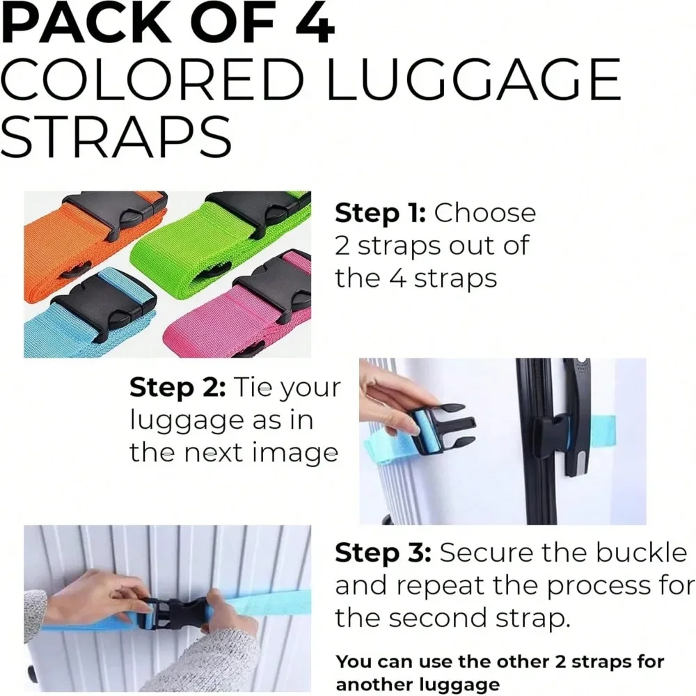 مجموعة حزام الأمتعة مع علامة الأمتعة ألوان متعددة من أحزمة الأمتعة مناسبة لأنواع مختلفة من الأمتعة مناسبة للسفر