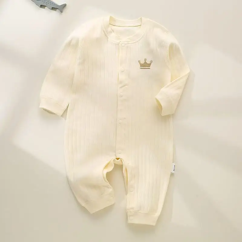 

Newborn Baby Romper A-Class Pure Cotton Spring Autumn Design Crown Patterned Onesie for Crawling Babies Infant Clothing