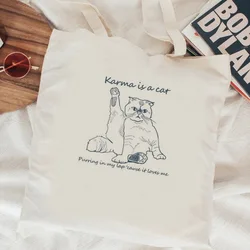 Kitten Cat Neko shopping bag handbag recycle bag cotton shopper reusable canvas bag cloth ecobag reciclaje net sac toile