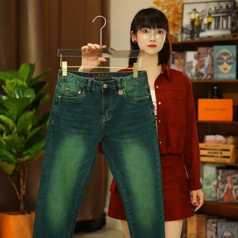 Jeans met rechte pijpen voor heren Outdoor American Retro Sle mid-taille Faion Urban Katoen Polyester Blend Slijtvast Lente Au...