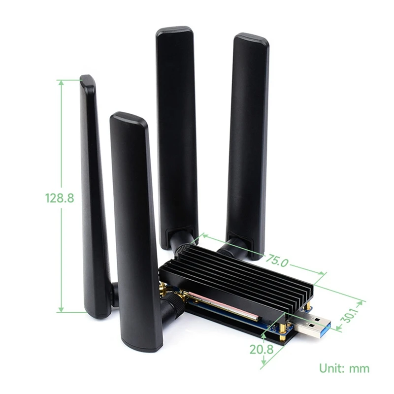 5G DONGLE Module Replacement Spare Parts 4 Antennas USB3.1 Port Aluminum Alloy Heatsink M.2 Key B Interface