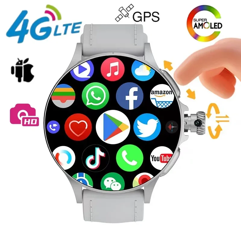 

GT200 Smart Watch 1.95''Amoled 750*750 HD Resolution Telescopic Rotary Camera Touch encoder Android 10.0 Smartwatch