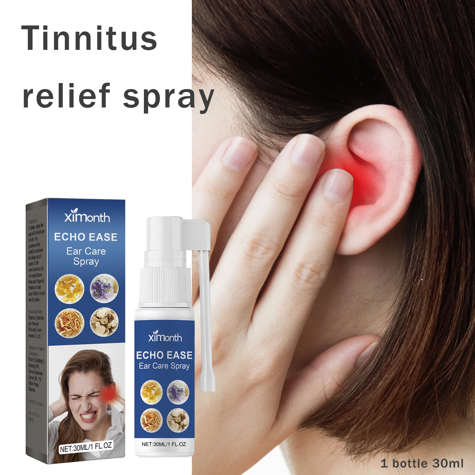 Ear Ringing Relief Spray for Ears Care Protect Hearing Loss Cure Acute Otitis Deafness Spray for Women Men The Elderly